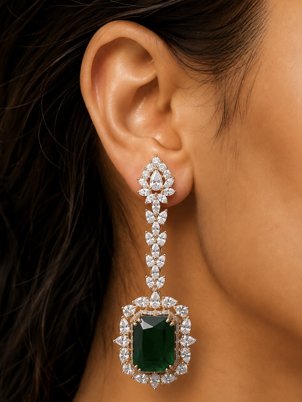 REGAL EMERALD DROP EARRINGS