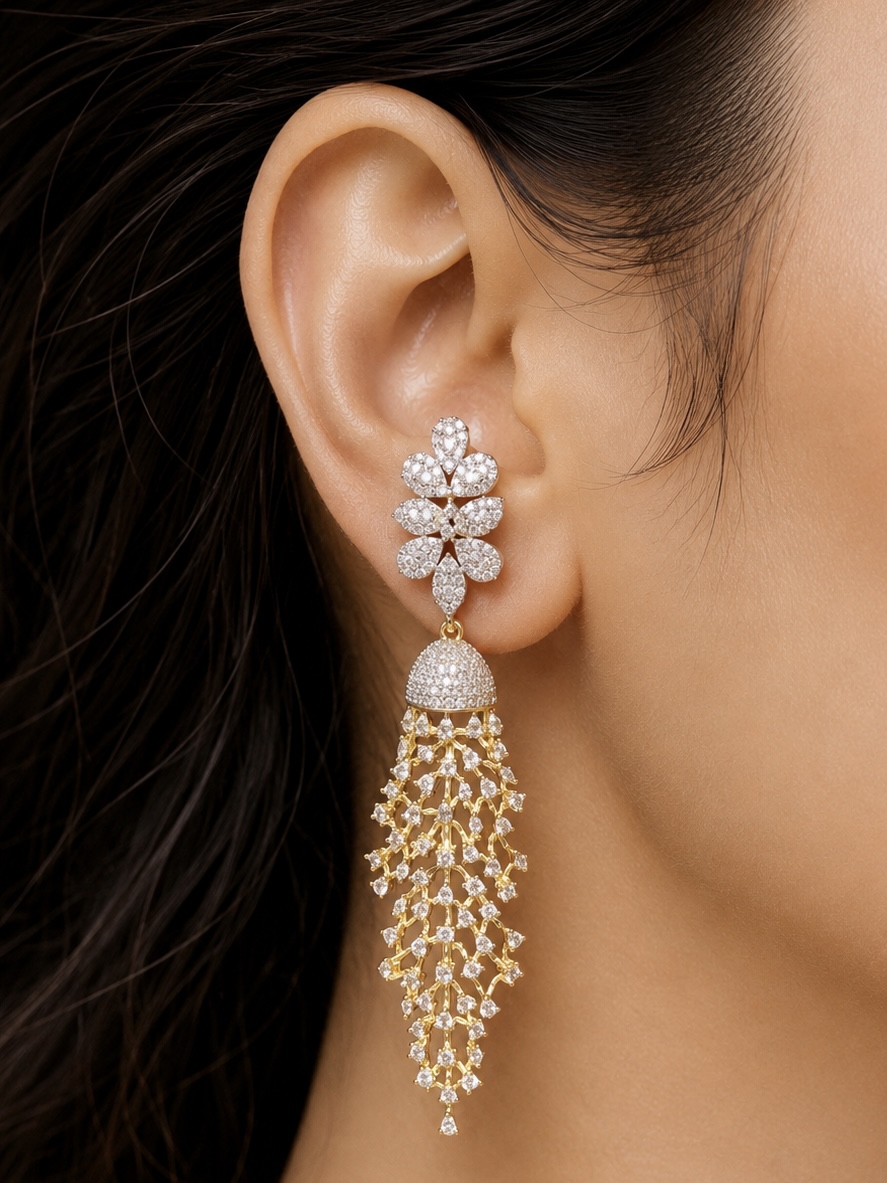 DIAMOND FERN DROP EARRINGS