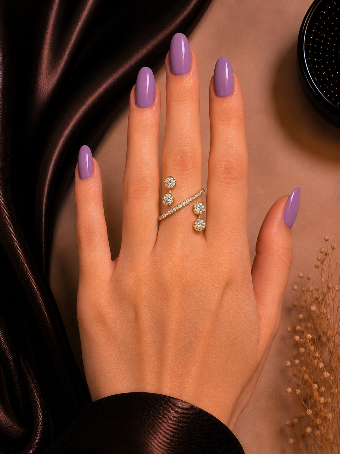 GOLDEN MINIMAL TWIN DROP OPEN RING