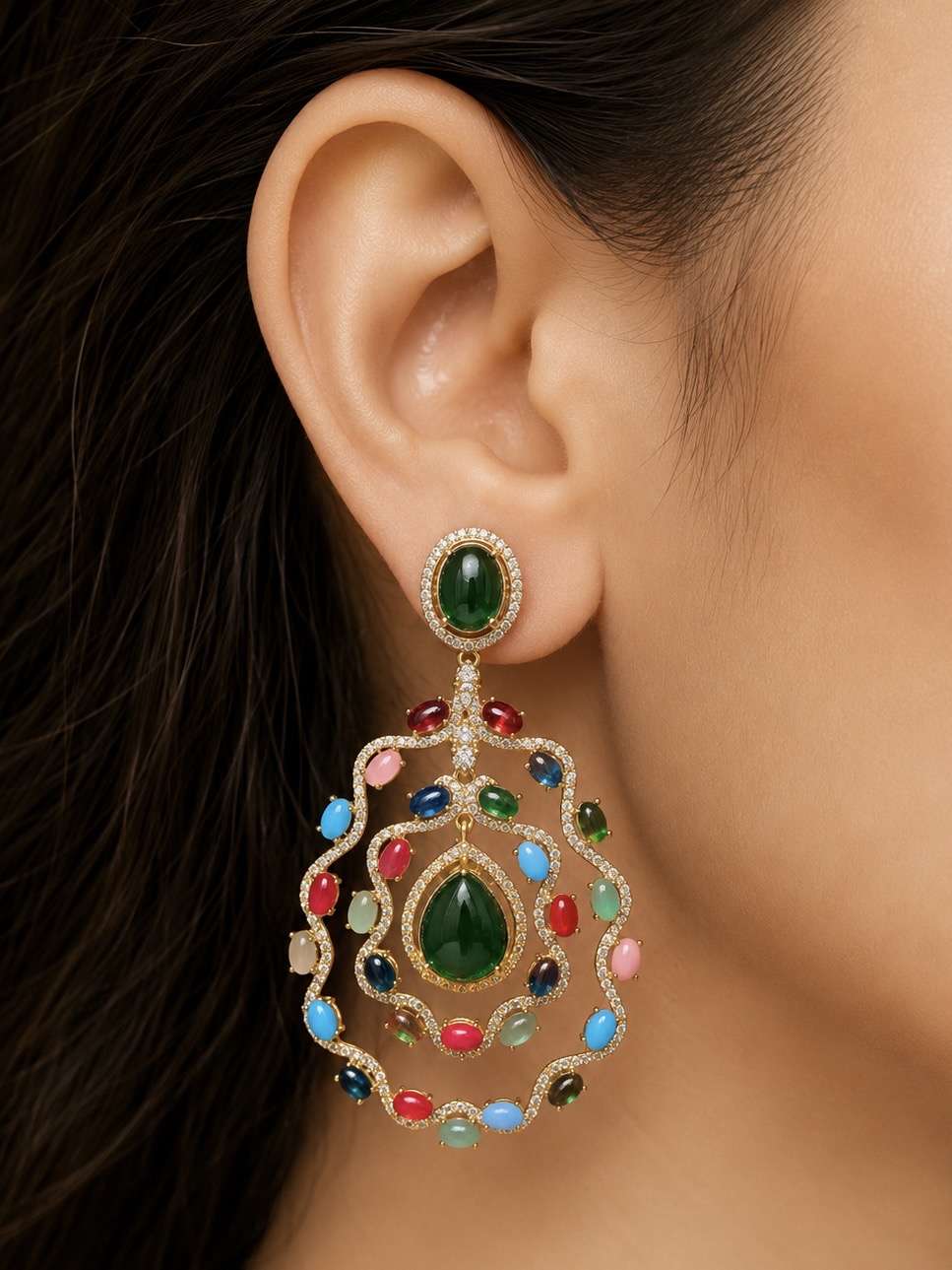 EMERALD OBSIDIAN GRACE EARRINGS