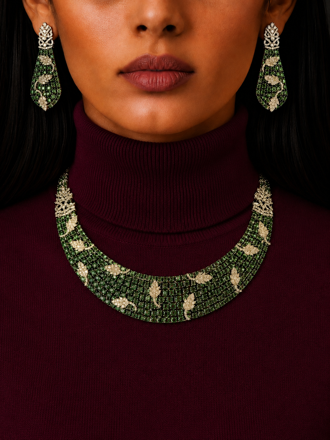 Emerald Bloom Necklace Set