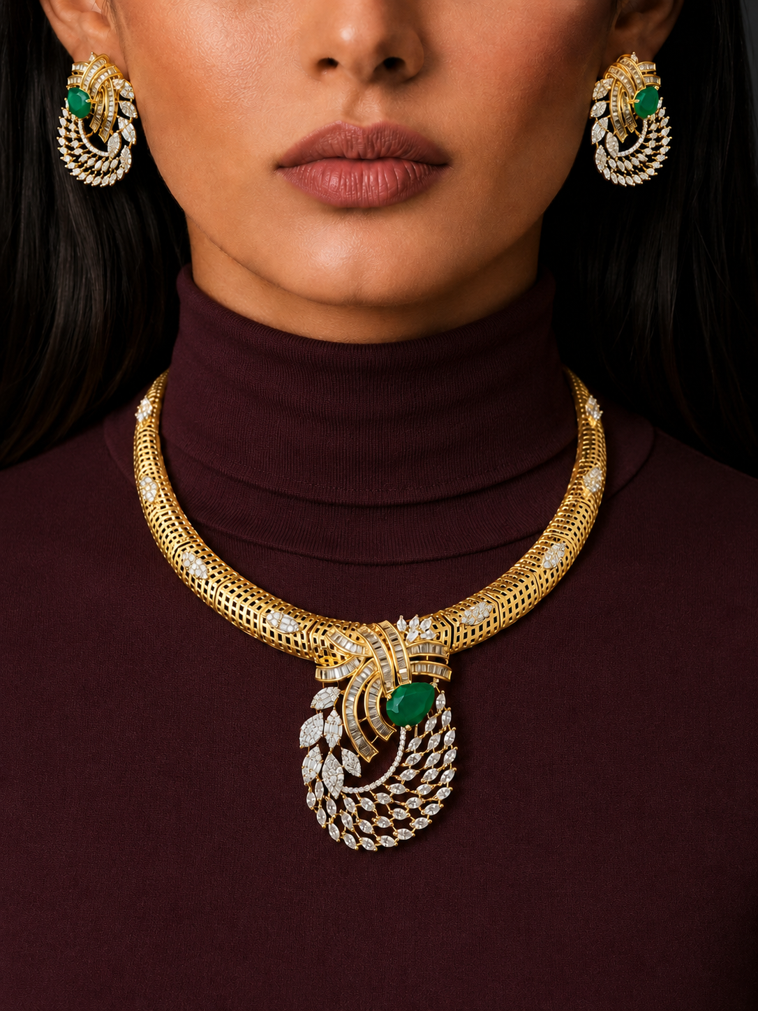 EMERALD VERDANT EMPRESS STATEMENT NECKLACE