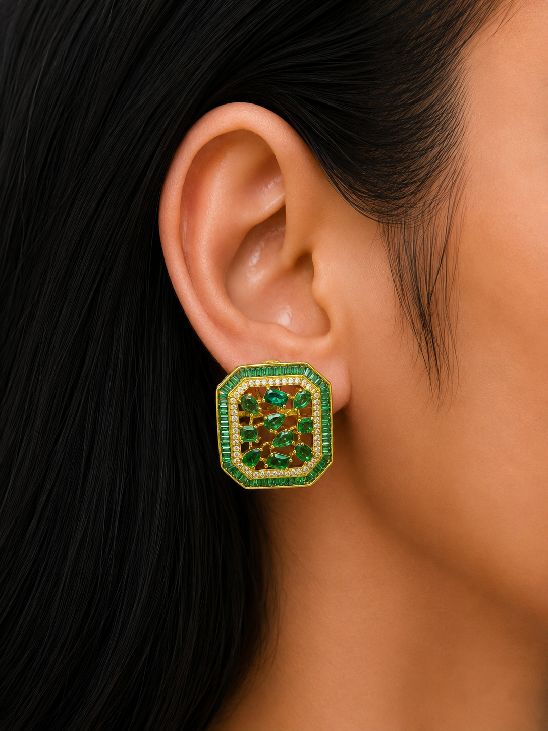 EMERALD MOSAIC STUDS