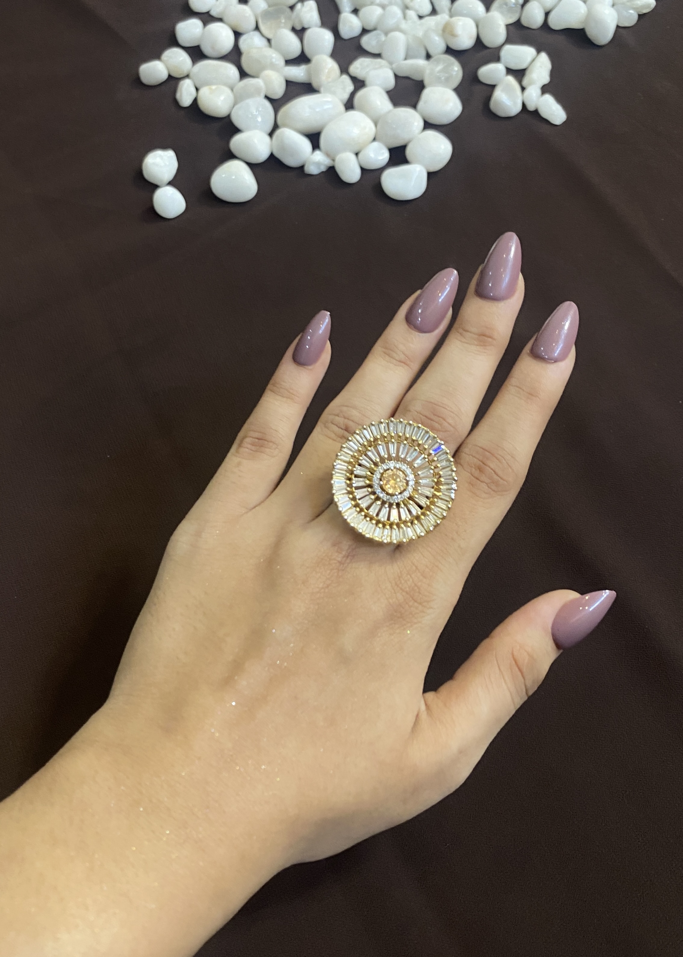 BUGGET STONE CHAKRA DIAMOND RING