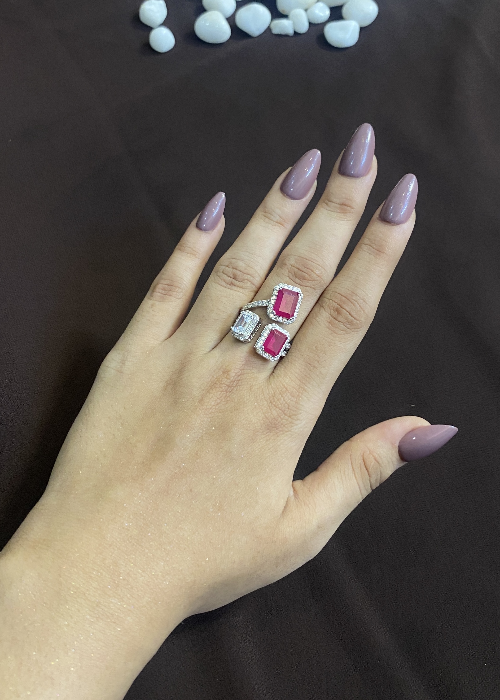 3 STONE RUBY RING